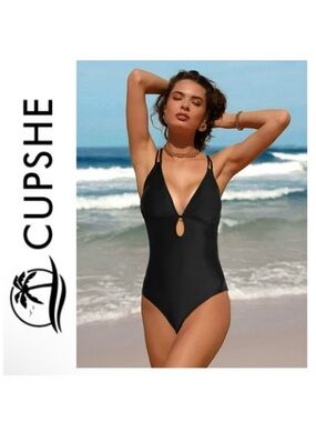 Cupshe Deep Plunge Back-Tie One-Piece NWT